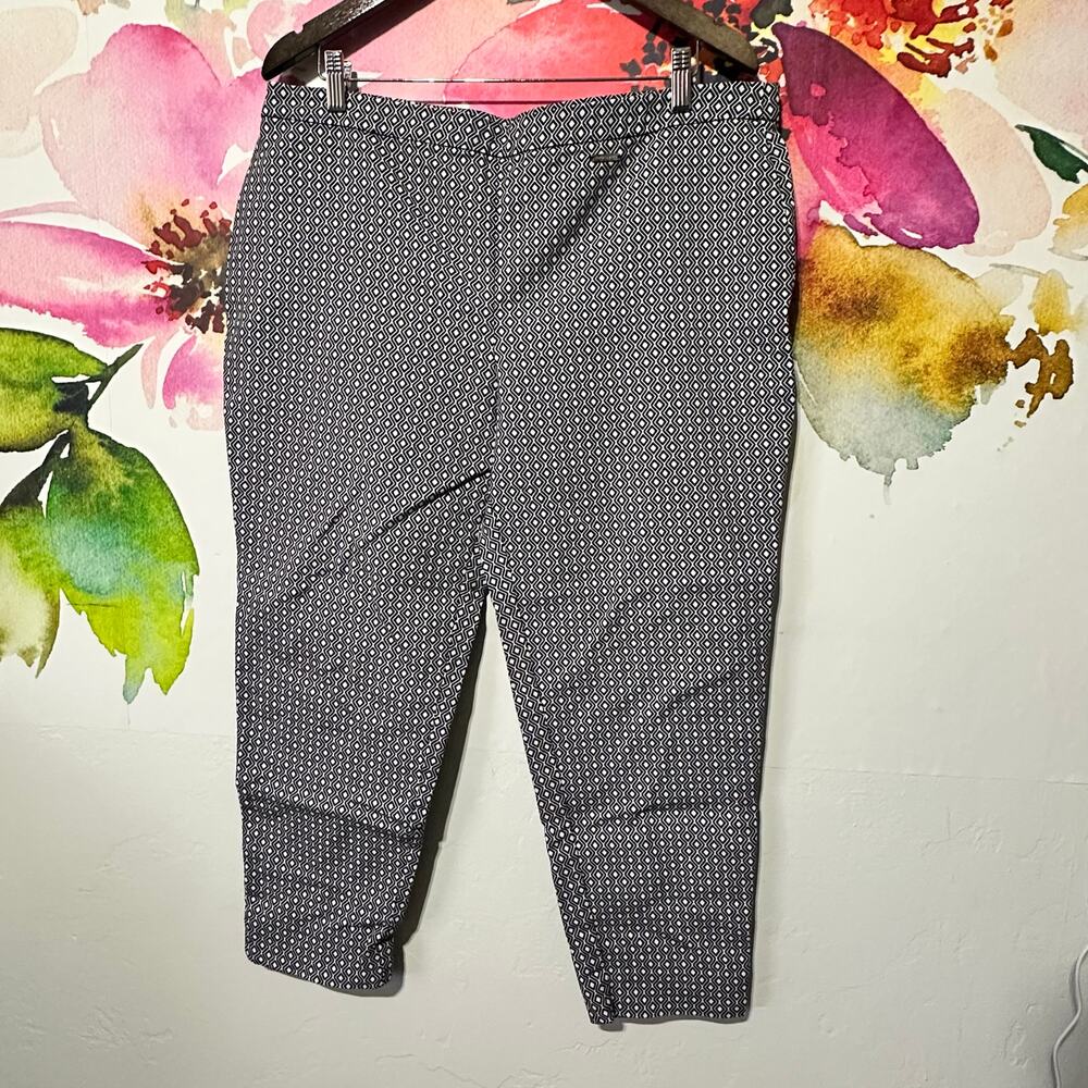 Vince Camuto Geometric Pattern Ankle Pants  Business Plus Size XL Pull Up